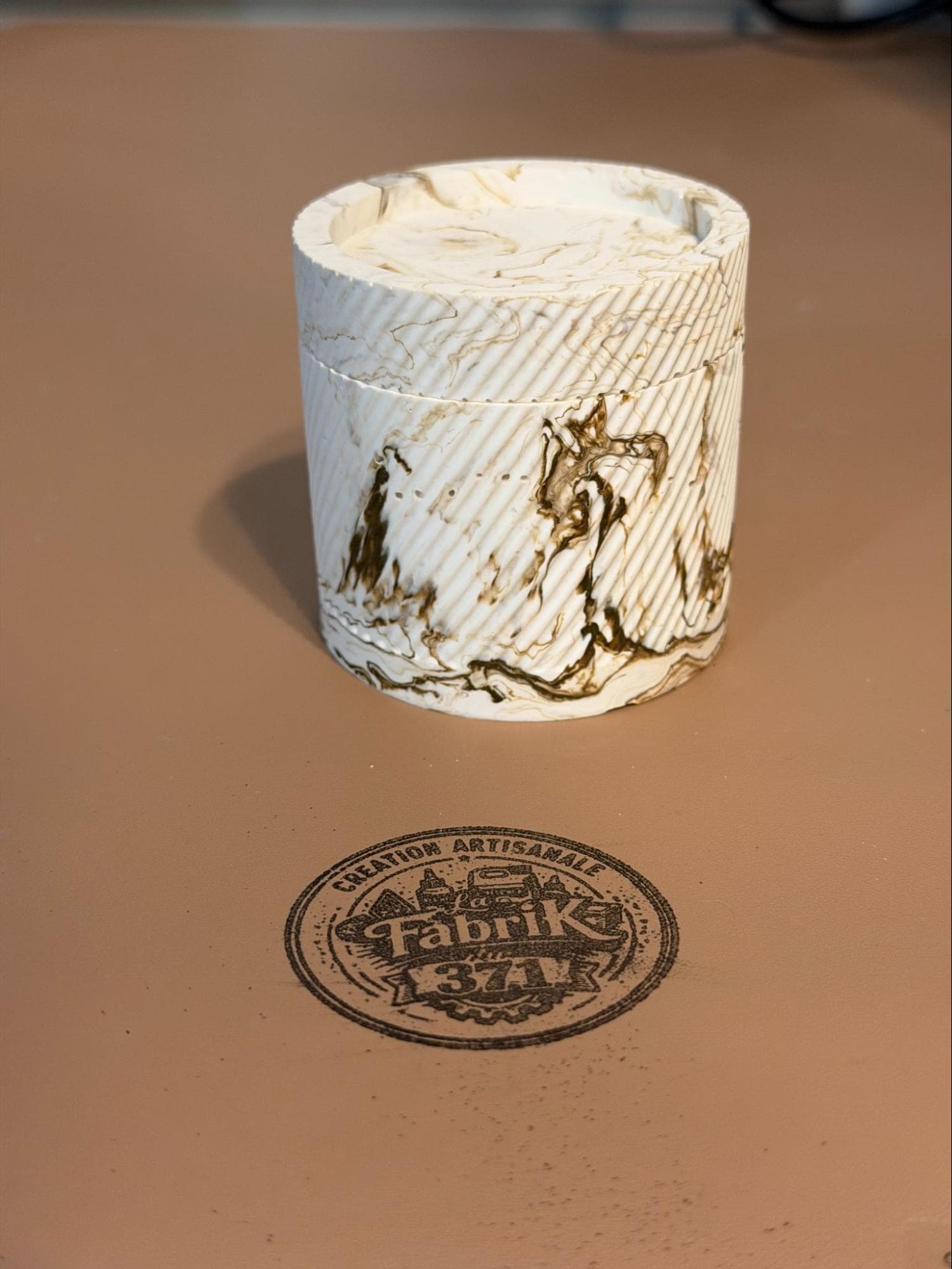 Petit pot à coton démaquillant avec couvercle - Création artisanale fait main